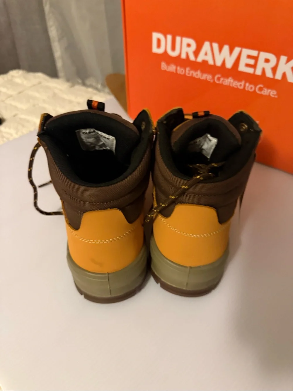 Men's Tan Work Boots - Durable Outdoor Safety Shoe